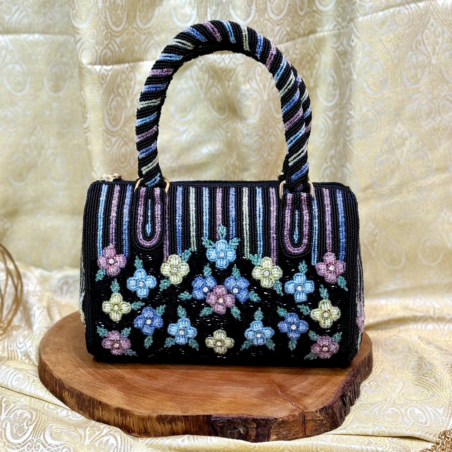 Black Floral Doctor Handbag