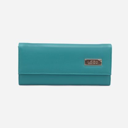 LASA Sleek  Trifold Big Women's Wallet  - Teal Blue