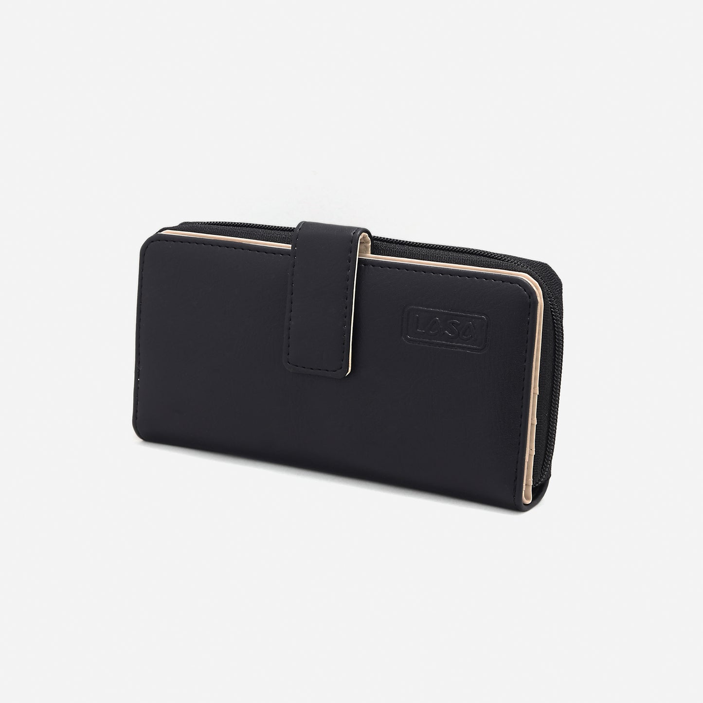 LASA Bifold Big Zip Around Women's Wallet  - Black