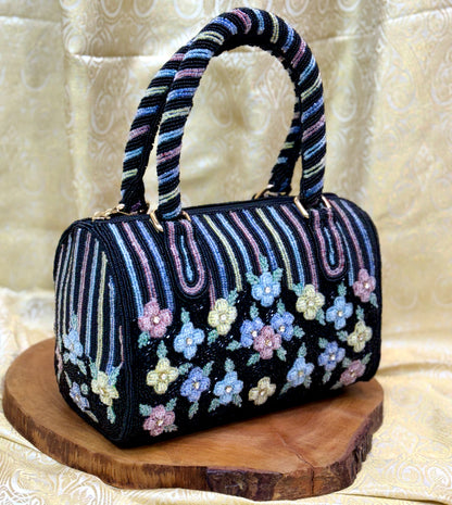 Black Floral Doctor Handbag