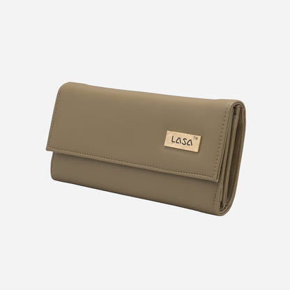 LASA Sleek Trifold Big Women's Wallet  - Khaki