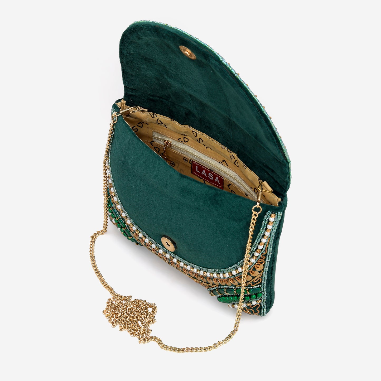 LASA  Partywear  Clutch - Dark Green